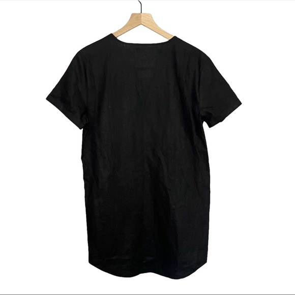 Unknown New York Short Sleeve Linen Blend Hi Low Zipper Sheath Dress in Black S - Picture 2 of 7